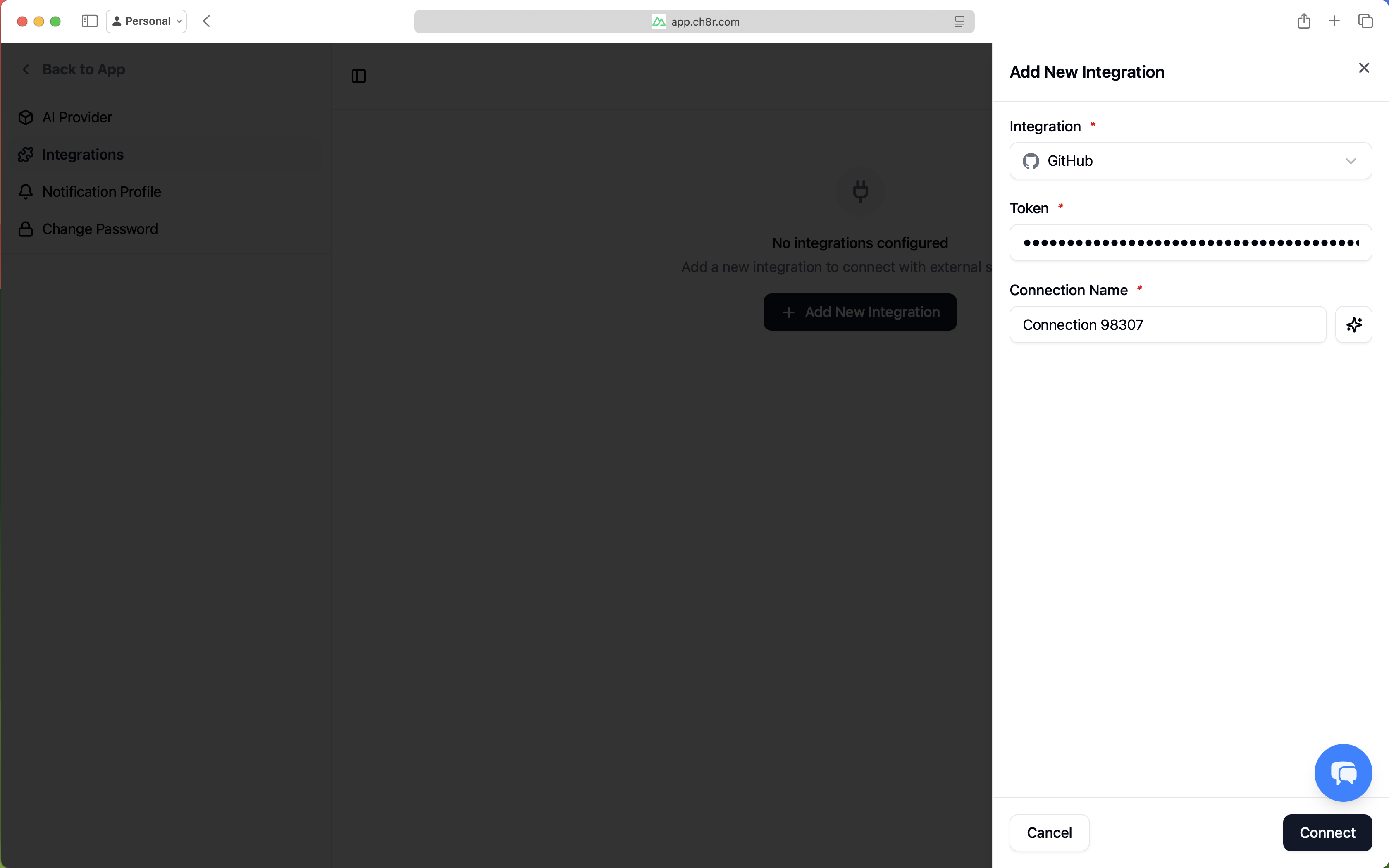 ch8r onboarding - connect integrations